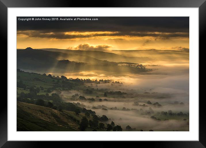 Winhill sunrise, Peak District, England.  Framed Mounted Print by John Finney
