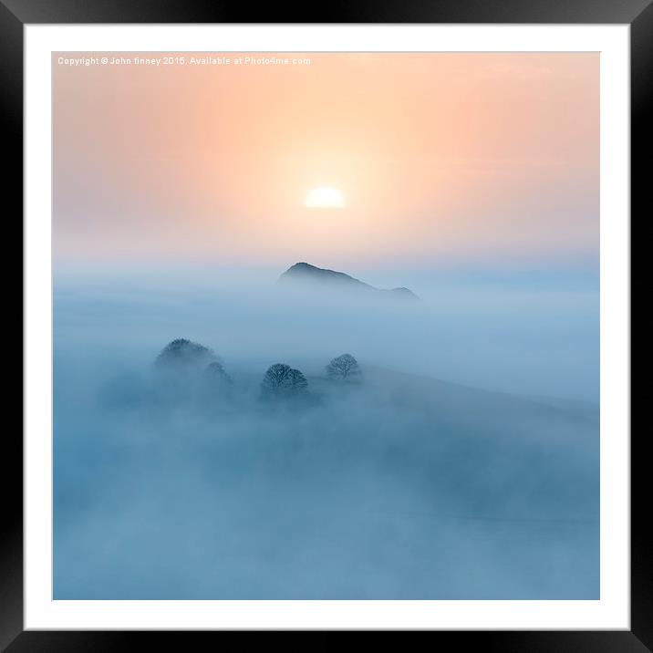 Pastel sunrise, English Peak District. Framed Mounted Print by John Finney