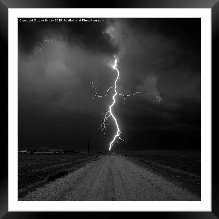  Kanorado Lightning, Kansas. Extreme weather, USA  Framed Mounted Print by John Finney