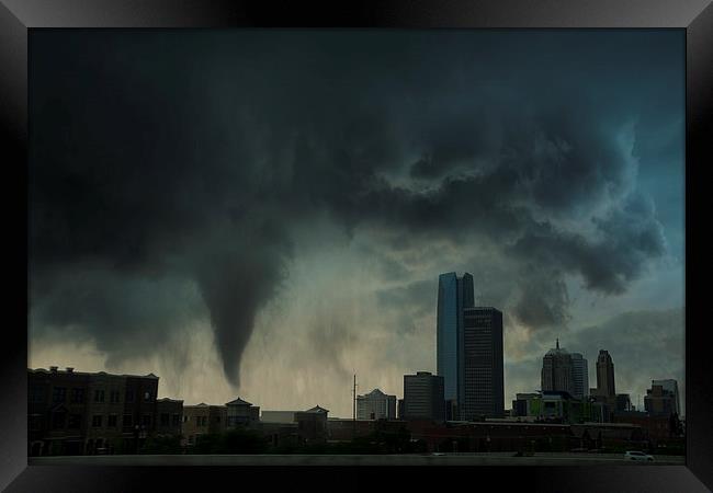 Tornado over Oklahoma city, USA. Framed Print by John Finney