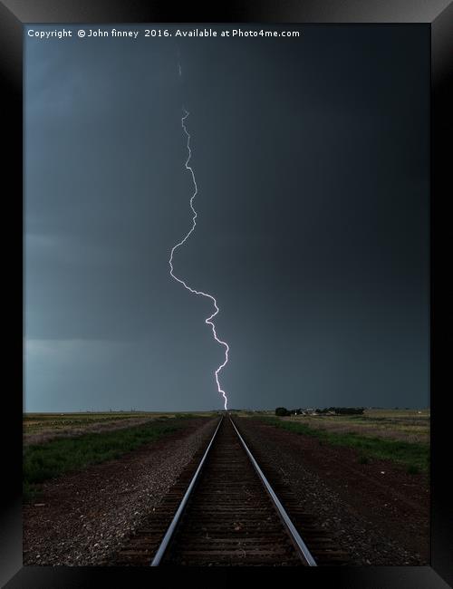 Railroad Lightning Bolt, Colorado, USA. Framed Print by John Finney
