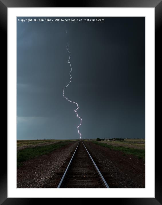 Railroad Lightning Bolt, Colorado, USA. Framed Mounted Print by John Finney