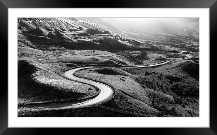 Edale Landscape, Black and White. Framed Mounted Print by John Finney