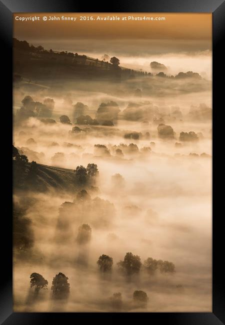 Late Summer sunrise. Hope valley, Peak District. Framed Print by John Finney