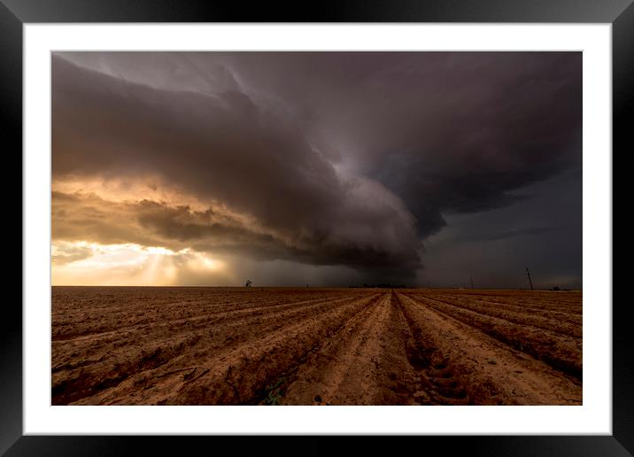 Texas Panhandle, storm clouds over Drought Framed Mounted Print by John Finney