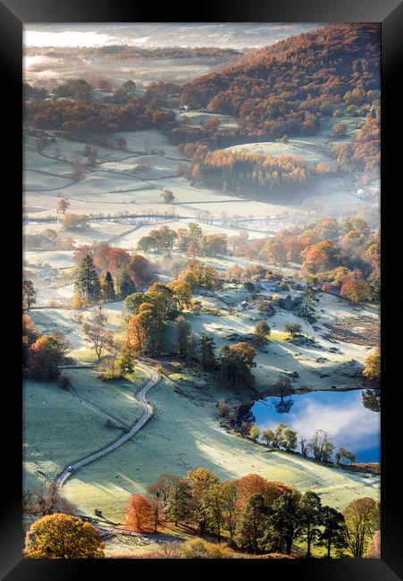Frosty Autumn morning in the Lake District Framed Print by John Finney