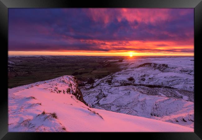 Peak District Winter sunrise Framed Print by John Finney