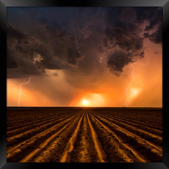 Sunset Thunderstorm  Framed Print by John Finney