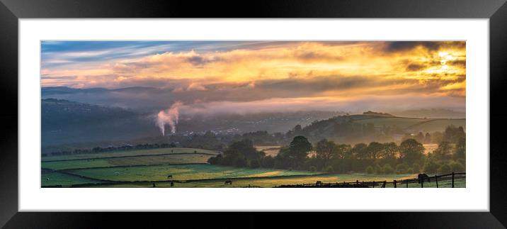 New Mills sunrise, English Peak District. UK. Framed Mounted Print by John Finney