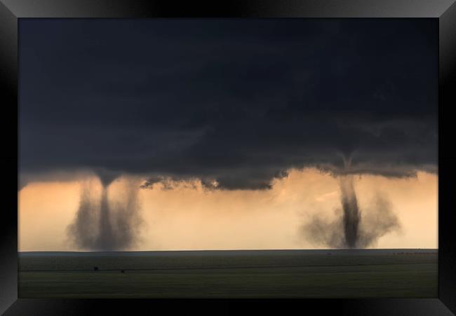 Sister Tornadoes  Framed Print by John Finney