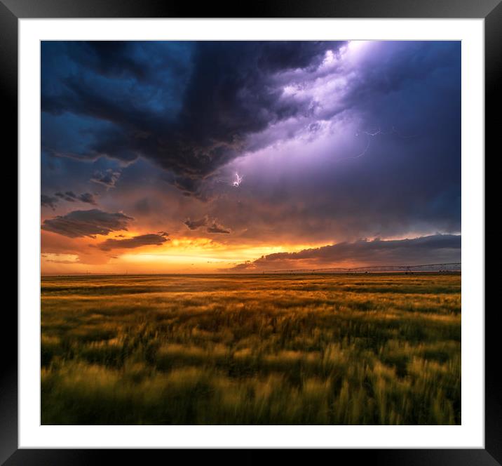 Stormy Sunset in Nebraska Framed Mounted Print by John Finney