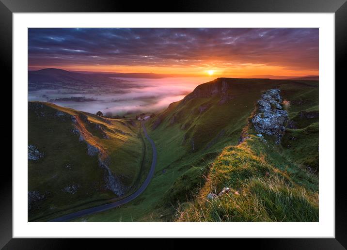  Winnats Pass Autumn sunrise, Peak District Framed Mounted Print by John Finney