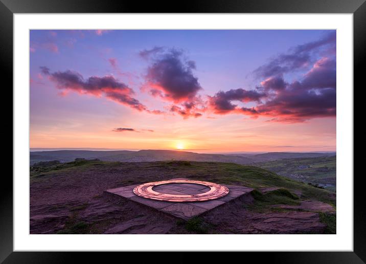 Eccles Pike Topograph at sunset Framed Mounted Print by John Finney