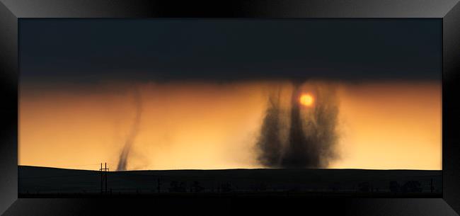Landspout sunset, Colorado Framed Print by John Finney