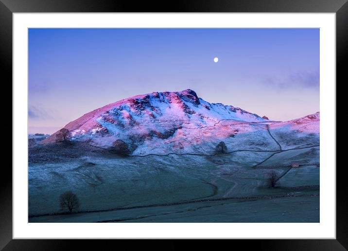 Chrome Hill Winter sunrise  Framed Mounted Print by John Finney
