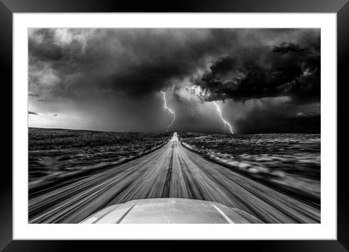 Vanishing Point (black and white).  Framed Mounted Print by John Finney