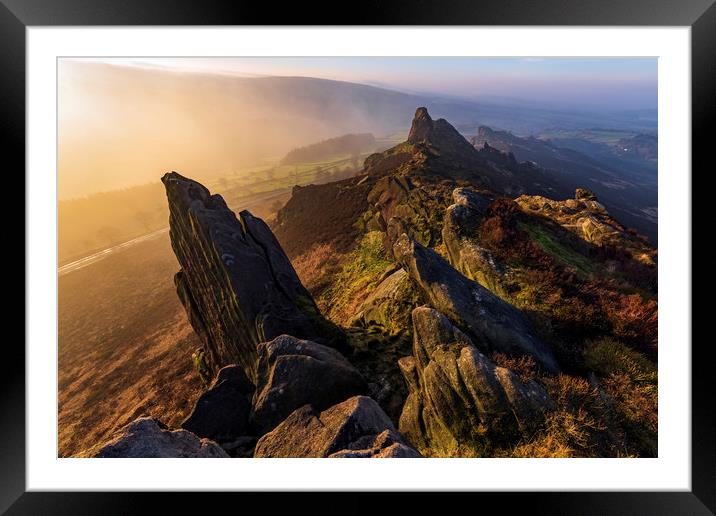 Ramshaw Rocks Sunrise  Framed Mounted Print by John Finney