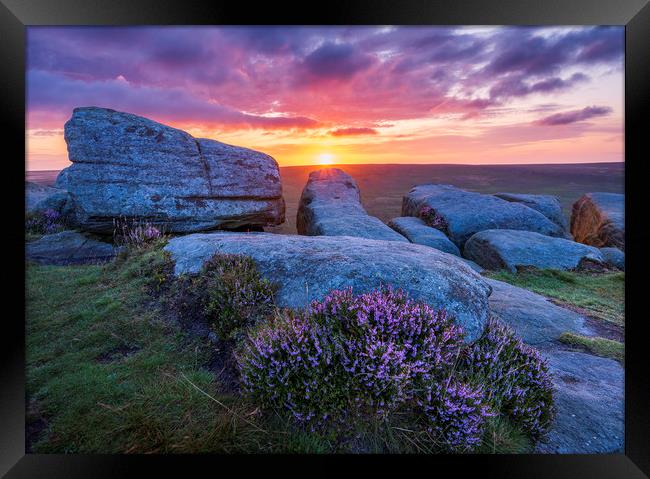 Peak District Purple Sunrise Framed Print by John Finney