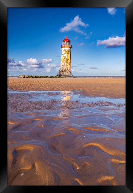 The Point of Ayr Lighthouse, North Wales  Framed Print by John Finney
