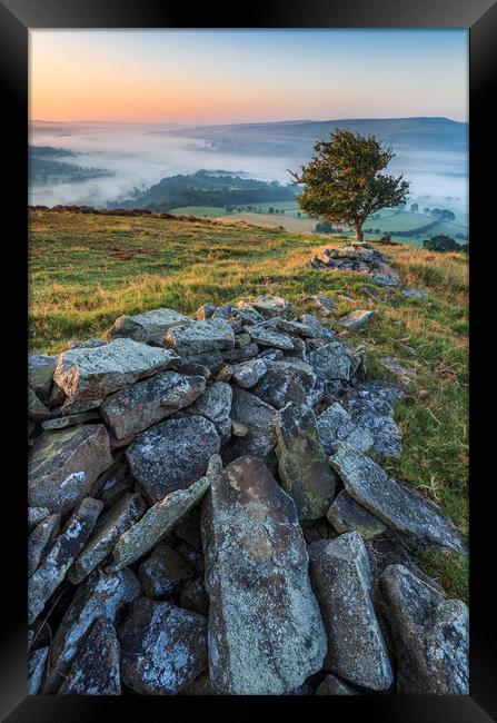 Winhill and Bamford sunrise  Framed Print by John Finney