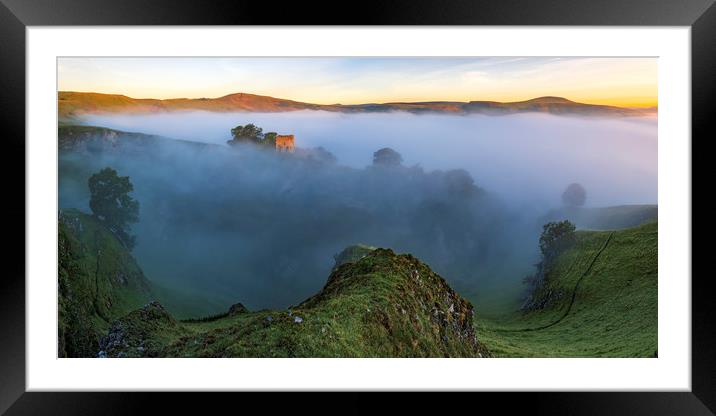 Peveril Castle sunrise, Derbyshire Framed Mounted Print by John Finney