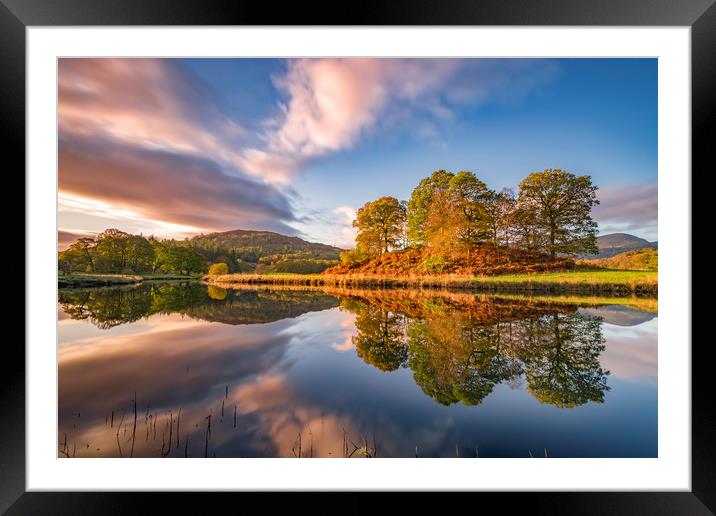 Elterwater Autumn reflections, Lake District Framed Mounted Print by John Finney
