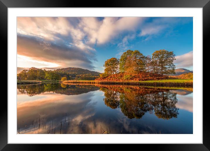Elterwater Autumn reflections   Framed Mounted Print by John Finney