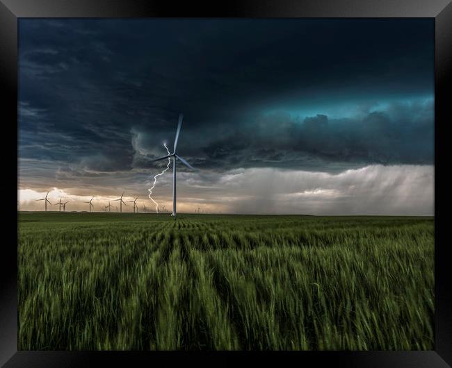 Colorado Windfarm Storm Framed Print by John Finney