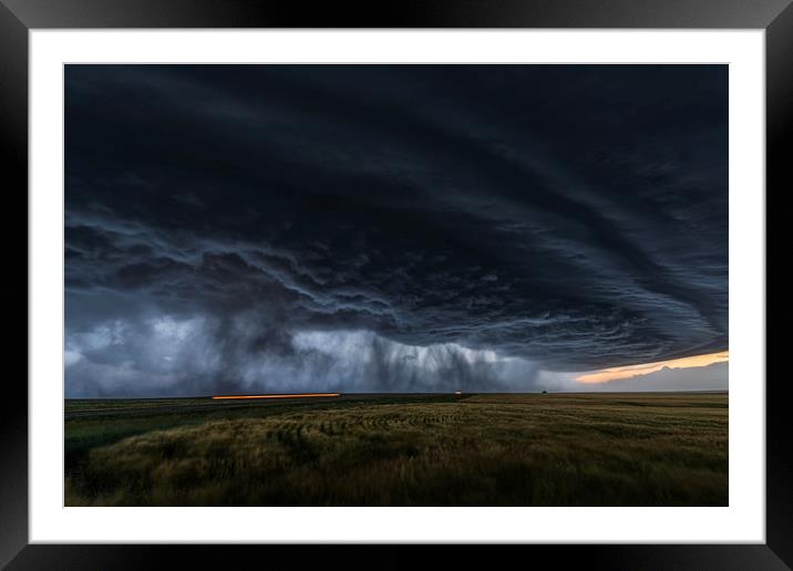 Thunderstorm over kansas Framed Mounted Print by John Finney