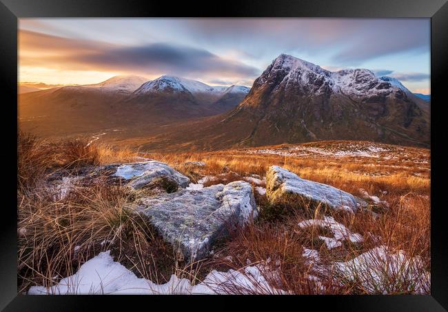 Buachaille Etive Mor sunrise Framed Print by John Finney