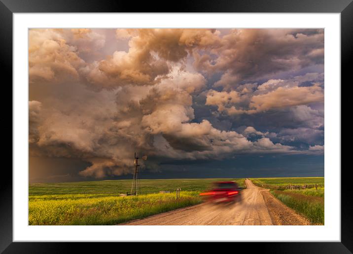 Montana tornado warned thunderstorm   Framed Mounted Print by John Finney