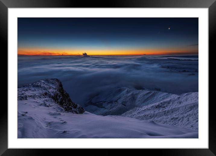 Winter conjunction over freezing fog and snow   Framed Mounted Print by John Finney