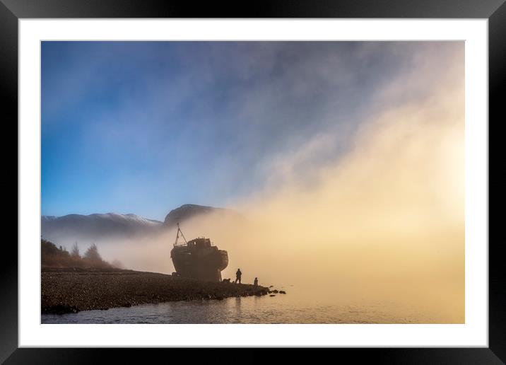 Ship Wreck at Sunrise with Ben Nevis Framed Mounted Print by John Finney