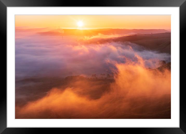 Hope Valley Inversion Sunrise, Peak District Framed Mounted Print by John Finney