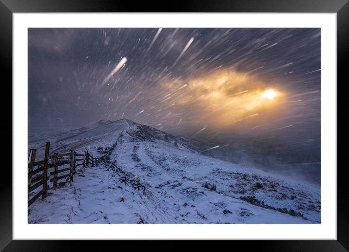 Sunrise Blizzard, Peak District Framed Mounted Print by John Finney