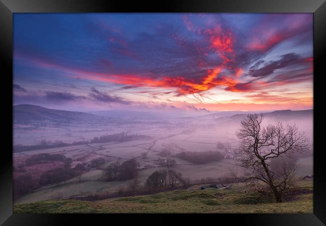 Red Sky in the Morning, Peak District Framed Print by John Finney