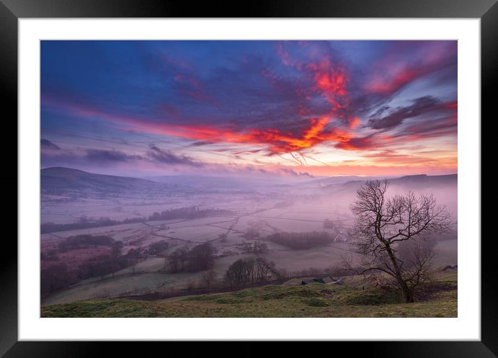 Red Sky in the Morning, Peak District Framed Mounted Print by John Finney