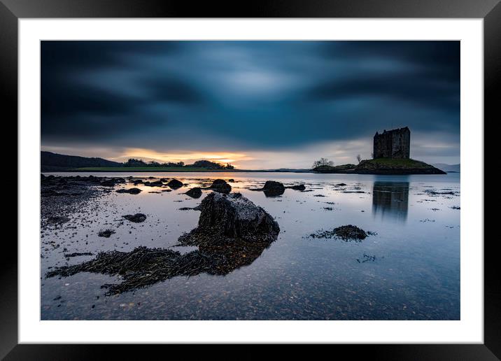 Castle Stalker moody sunset, Scotland Framed Mounted Print by John Finney
