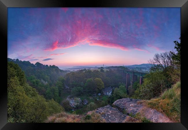 Glossop line Viaduct sunrise, Derbyshire  Framed Print by John Finney