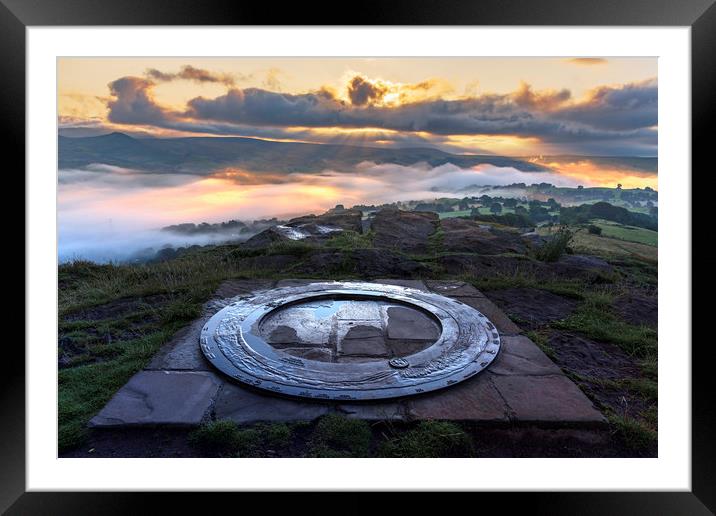 Eccles Pike Topograph sunrise, Derbyshire  Framed Mounted Print by John Finney