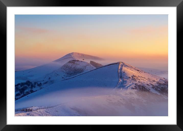 Winter Sunrise on the Great Ridge, Peak District Framed Mounted Print by John Finney