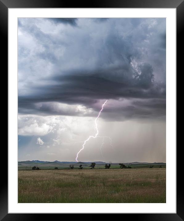Montana Prairies Lightning Storm  Framed Mounted Print by John Finney