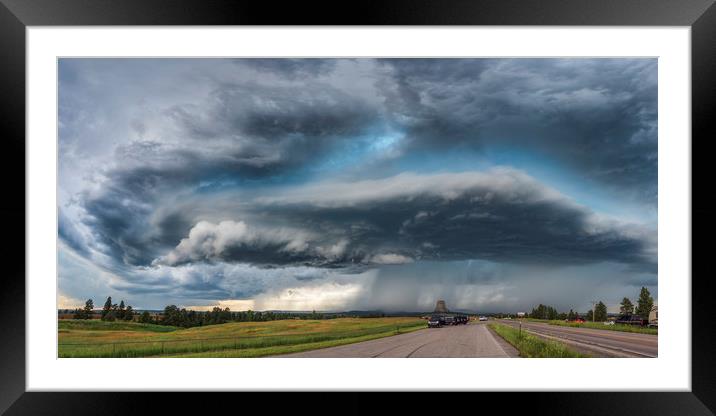 Super cell over Devils Tower, Wyoming, USA Framed Mounted Print by John Finney
