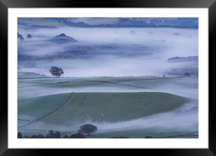 Curbar morning mists, Peak District Framed Mounted Print by John Finney