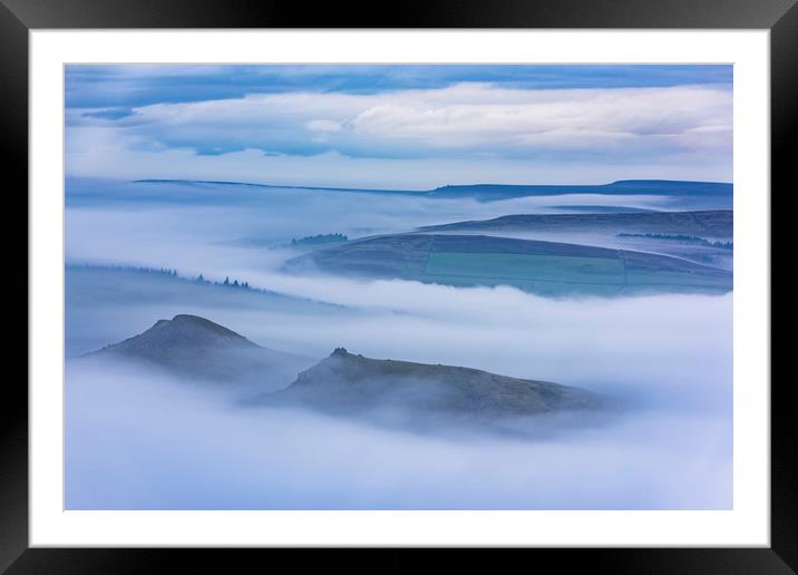 Crook Hill above the Mist at first light  Framed Mounted Print by John Finney