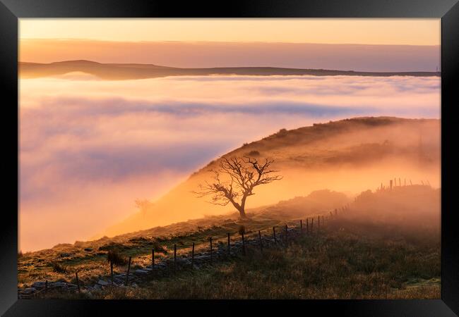 Sunrise from Cracken Edge in the Derbyshire Peak D Framed Print by John Finney