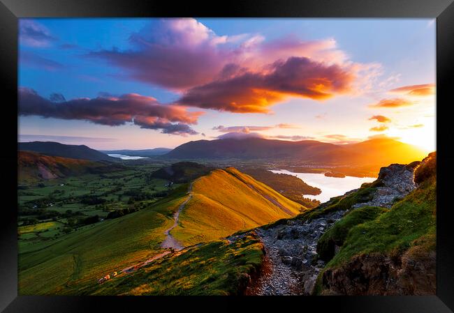 Mountain sunrise. Lake District National park Framed Print by John Finney