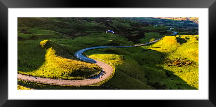 Paragliders over Edale Valley Framed Mounted Print by John Finney