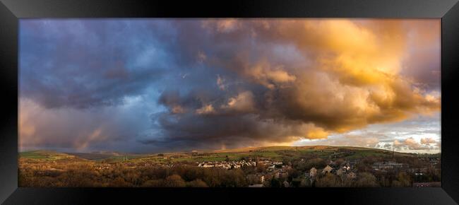 New Mills Stormy Sunset Framed Print by John Finney