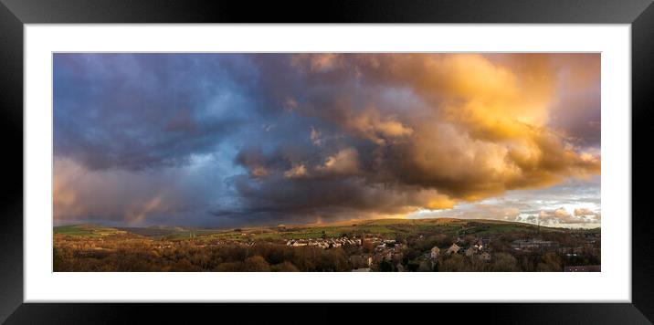 New Mills Stormy Sunset Framed Mounted Print by John Finney